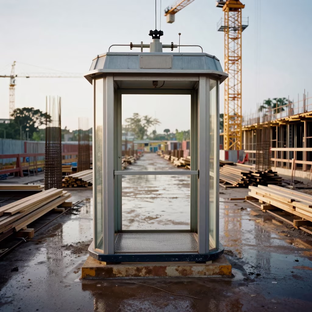 Elevator Pad Rack in Bocono Construction Site in beneath a tower crane on open ground in Boconó