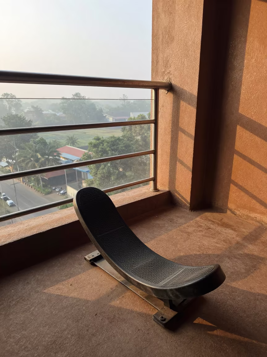 Elliptical Pedal Bin on Thanjavur Pier in on a pier railing in Thanjavur