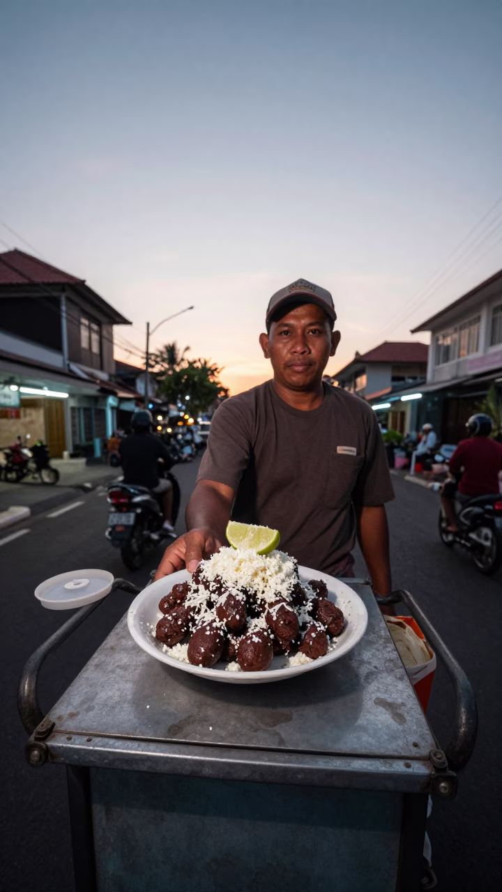 Elote in Denpasar at The Still Hours Before Dawn Light in in Denpasar, Indonesia