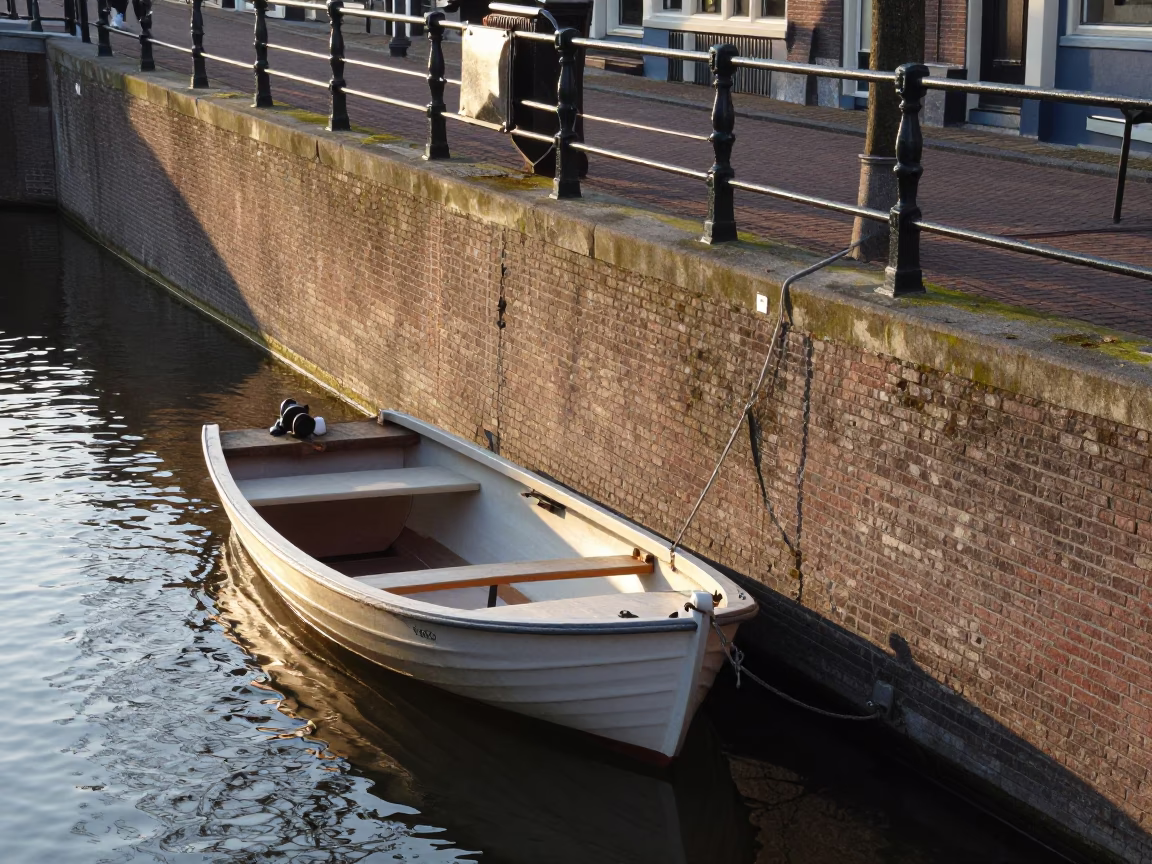 Embankment Details in Amsterdam at The Early Morning Light in in Amsterdam, Netherlands