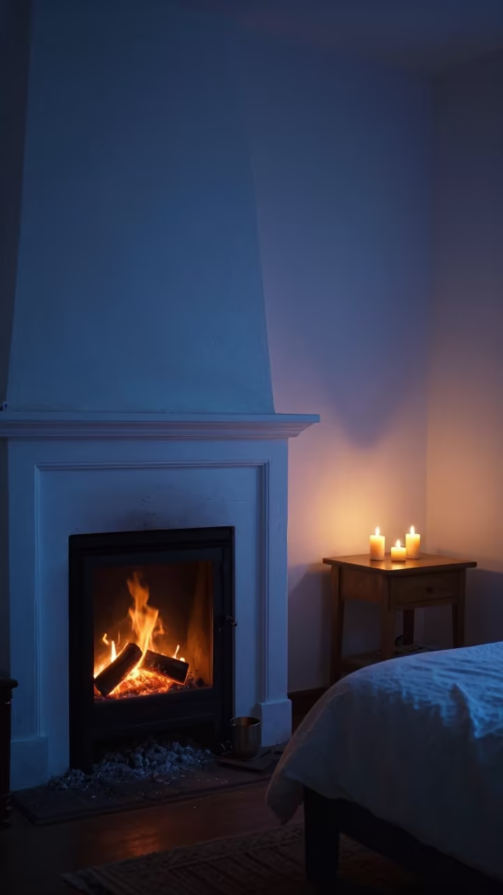 Embers Glow in Candlelit Ghaziabad Bedroom in in a candlelit bedroom in Ghaziabad