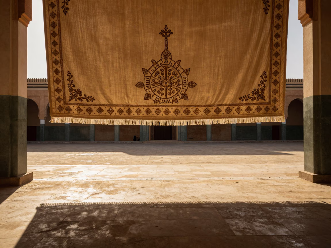 Embroidered Banner in Rabat Ceremonial Hall in in a ceremonial hall in Rabat
