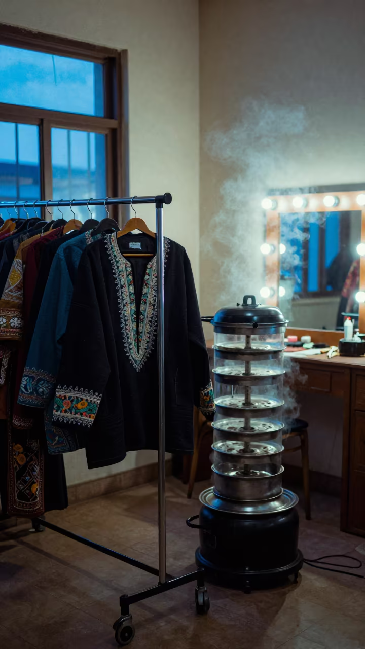 Embroidered Jackets Steamer Mirror Bamako in beside a mirror lined with makeup bulbs near Bamako