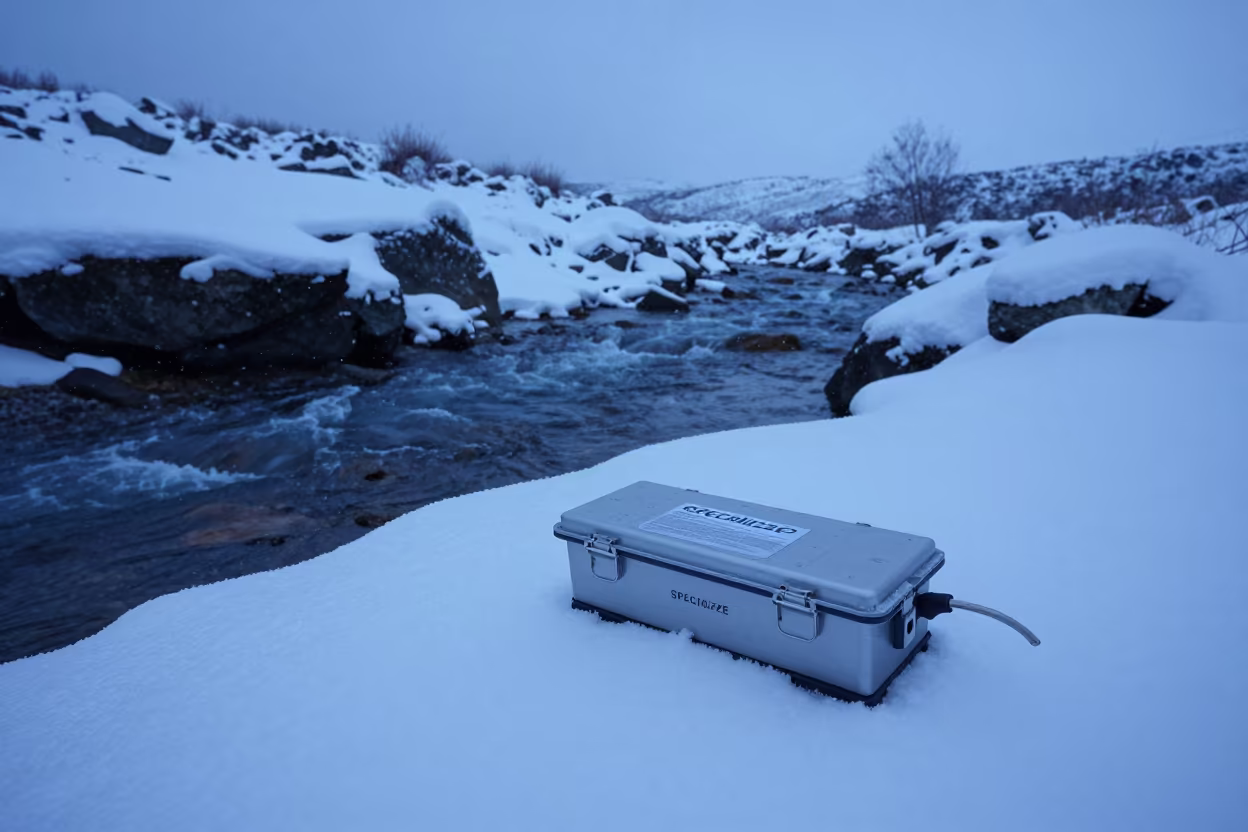 Embryo Transfer Box Near Glacial Stream Aragon in above a glacial stream in Aragon