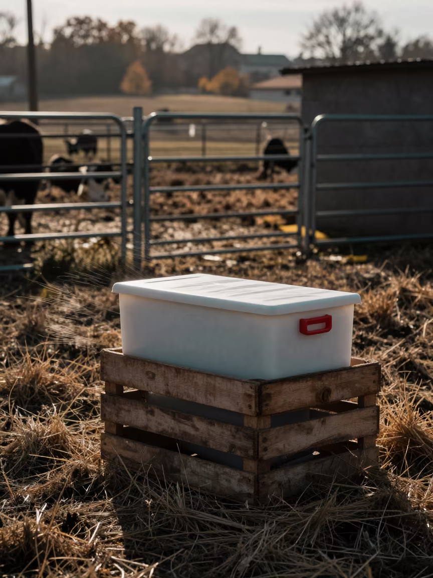 Embryo Transfer Box in Turkish Farm Morning Shadow in in Turkey