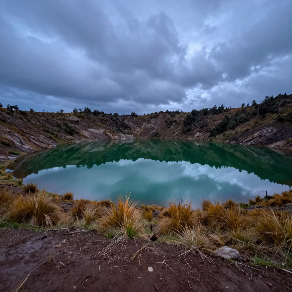 Emerald Caldera Lake After Rain Near San Blas in across a floodplain after rain near San Blas, Cusco