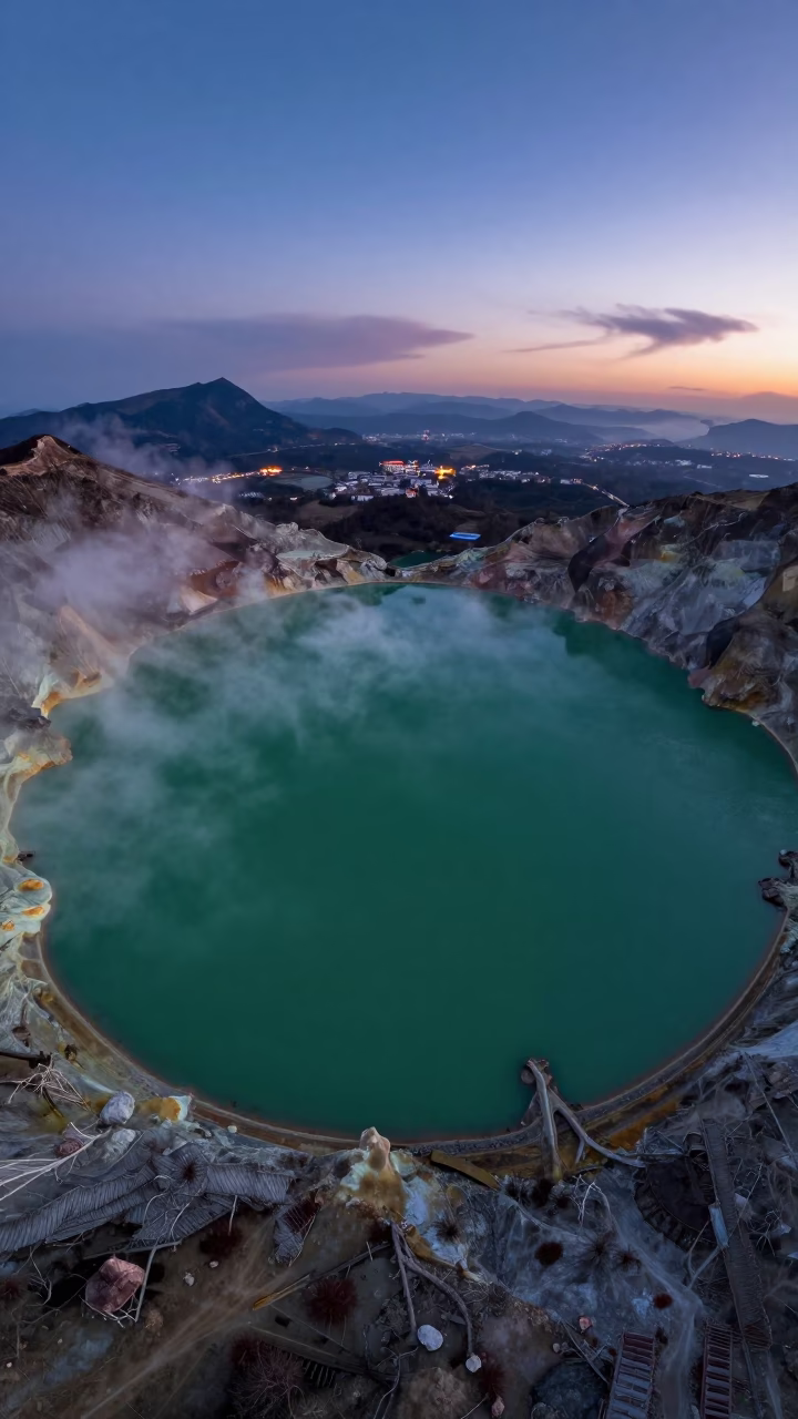 Emerald Caldera Lake Indigo Twilight Near Lhasa in near Lhasa