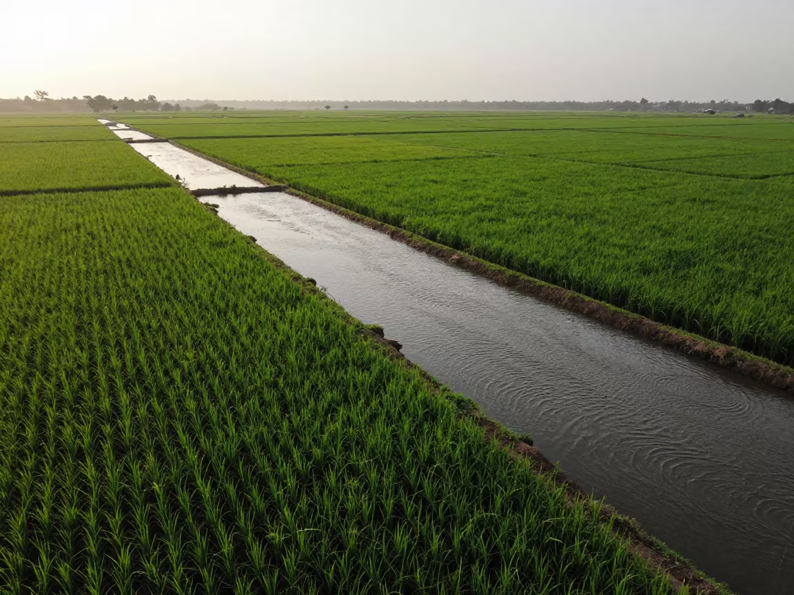 Emerald Rice Paddies Diagonal Dawn Khartoum in near Khartoum