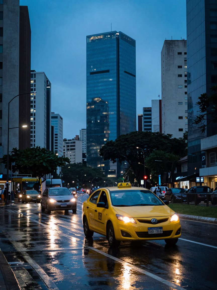 Emotional Moment in São Paulo at Blue Hour in in São Paulo, Brazil
