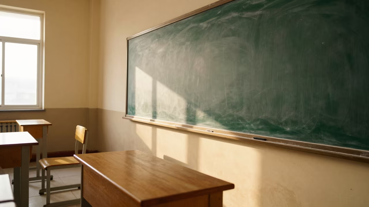 Empty Classroom Hargeisa Golden Hour Dust in in a lecture hall before the crowd arrives near Hargeisa