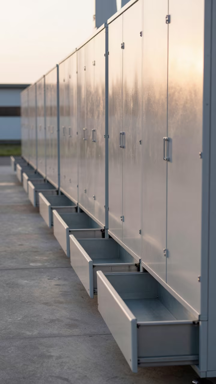Empty Logistics Binder Drawer Before Dawn in Nara in inside a chilled distribution bay in Nara