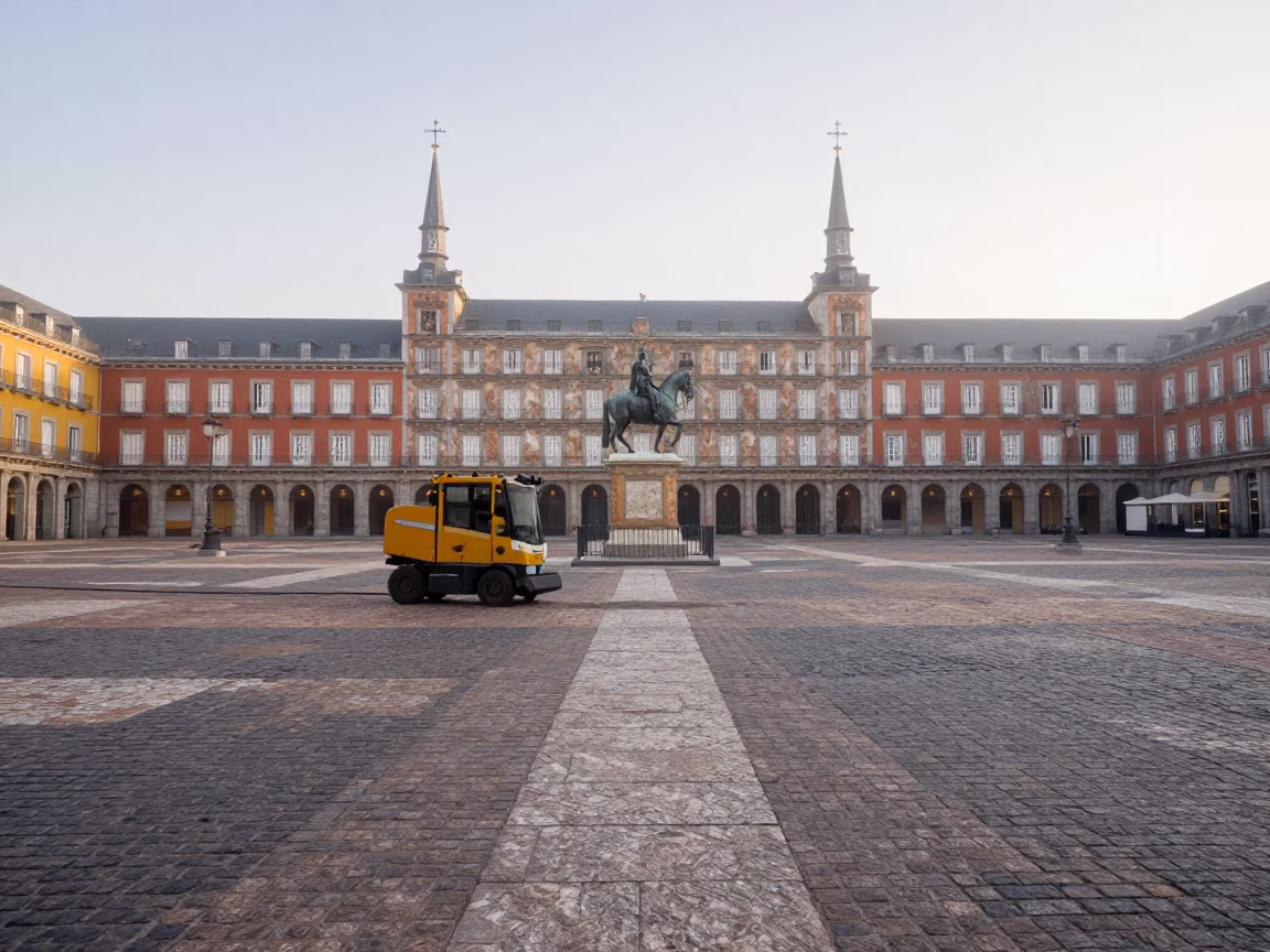 Empty Plaza in Madrid in in Madrid, Spain