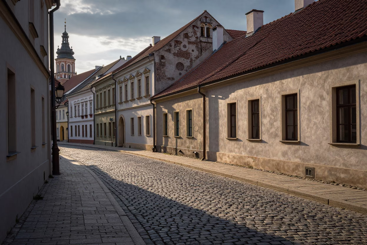Empty Street in Krakow in in Krakow, Poland