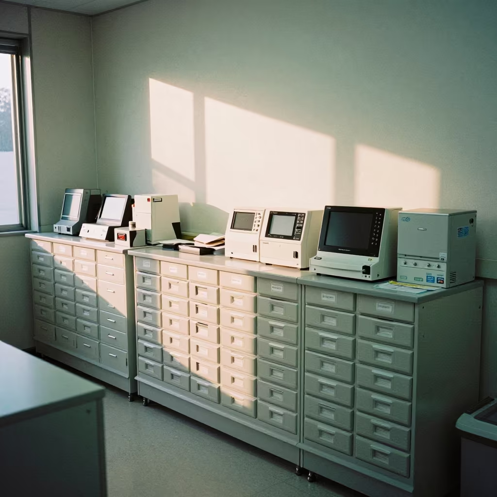 Empty Tag Drawer in Tokyo Imaging Suite in inside an imaging suite in Tokyo