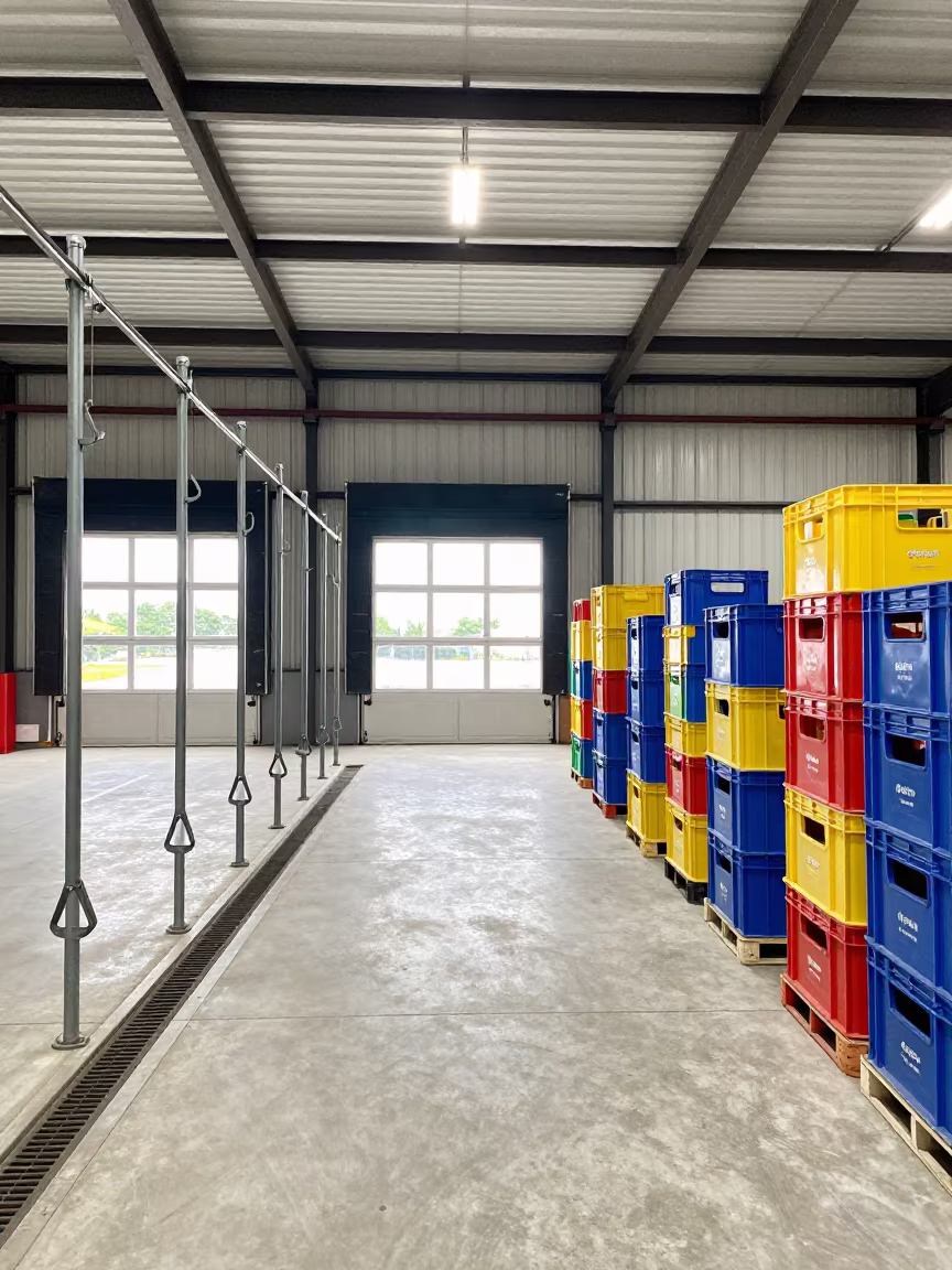 Empty Wash Line Kochi Warehouse Aisle in inside a warehouse aisle in Kochi