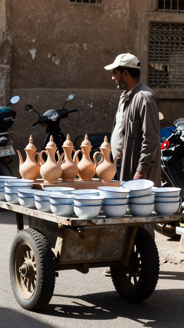 Enamel Bowls in Cairo at Late Morning Light in in Cairo, Egypt