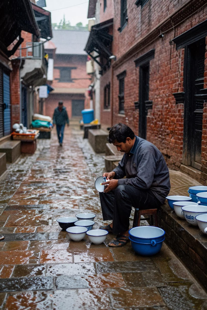 Enamel Bowls in Kathmandu in in Kathmandu, Nepal