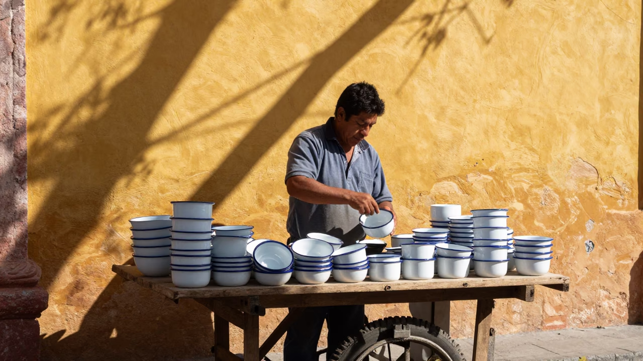 Enamel Bowls in Merida in in Merida, Mexico