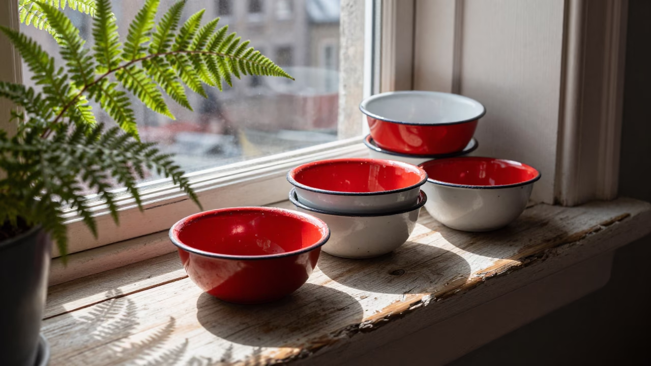 Enamel Bowls in Quebec City in in Quebec City, Canada