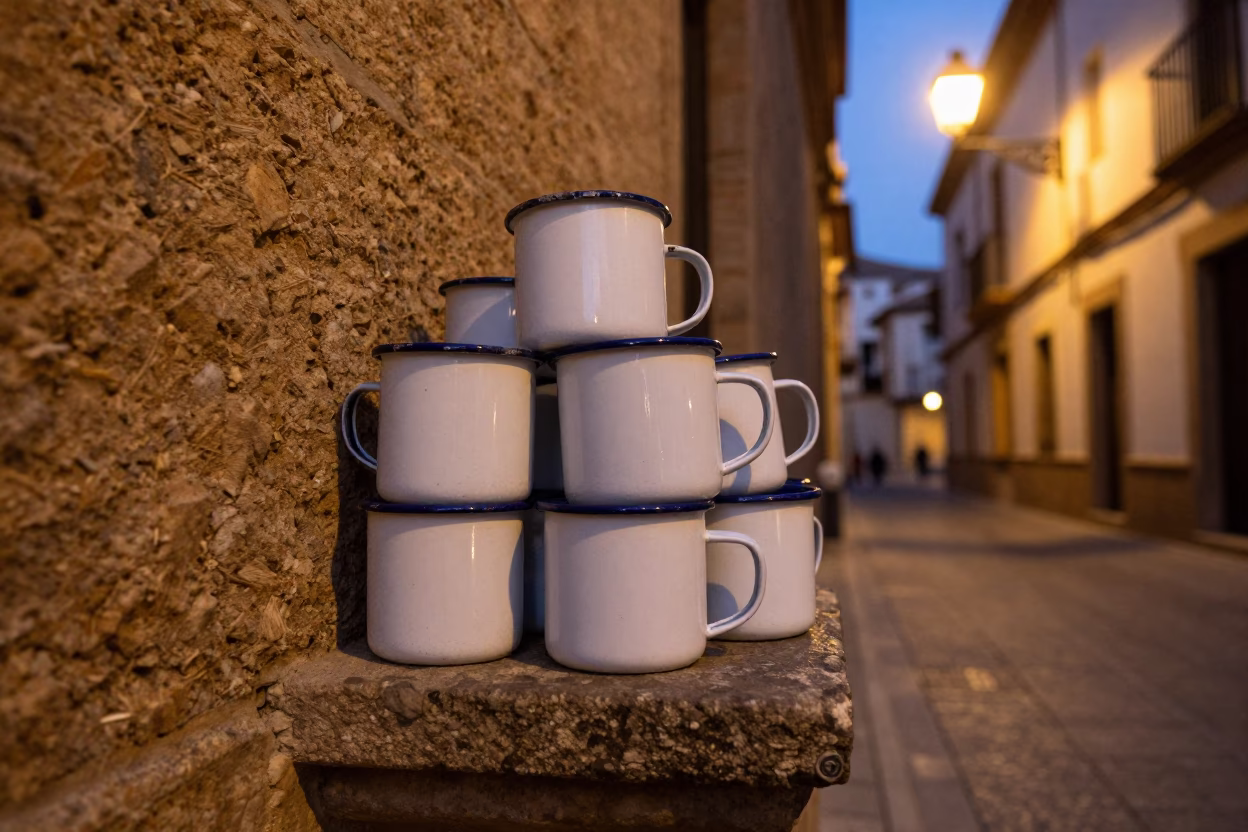 Enamel Mugs in Granada in in Granada, Spain