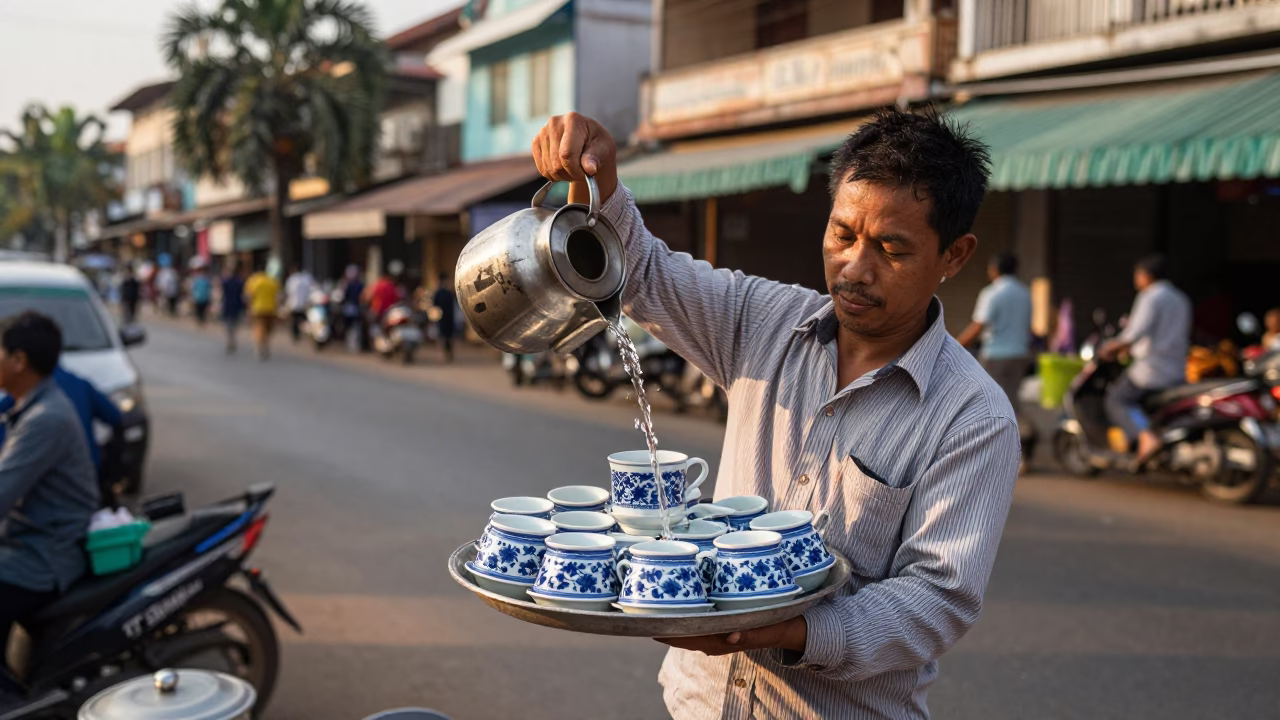 Enamel Tray in Phnom Penh in in Phnom Penh, Cambodia