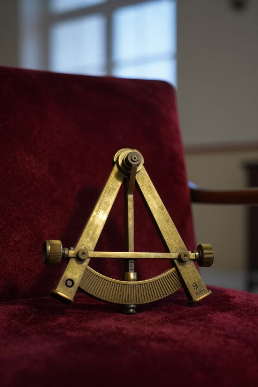 Enameled Sextant on Velvet Chair in on a velvet chair in Ghazni
