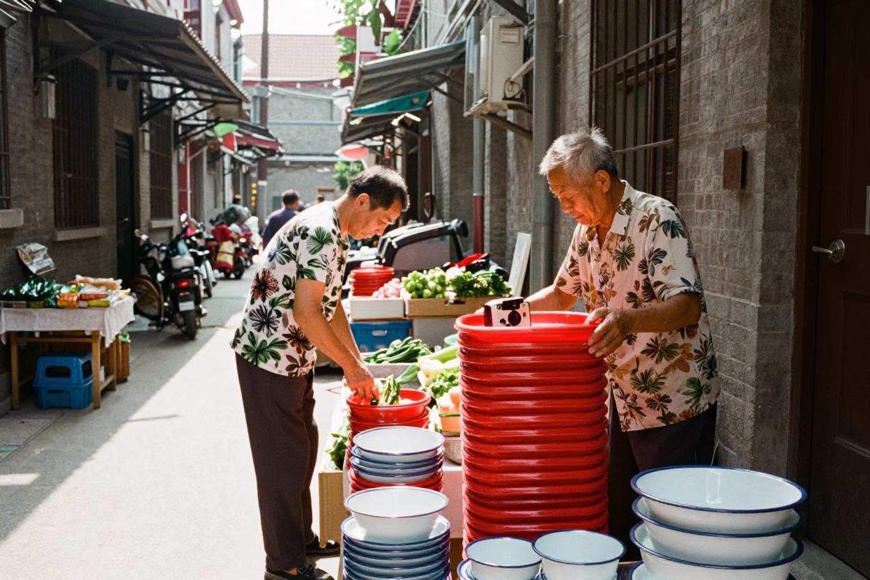 Enamelware at Late Morning Light in in Shanghai, China