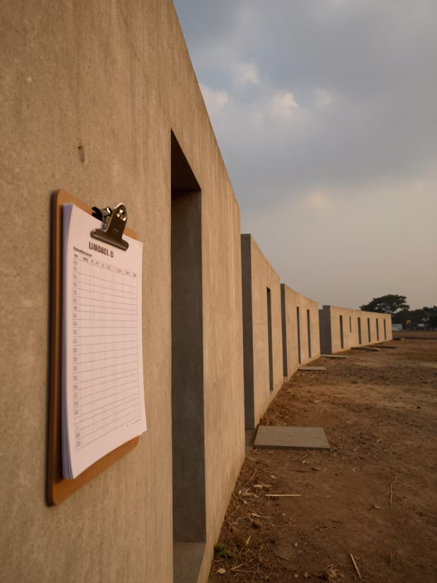 Endless Corridor Clipboard in Golden Light in beside a convoy halt on open ground in Bangladesh