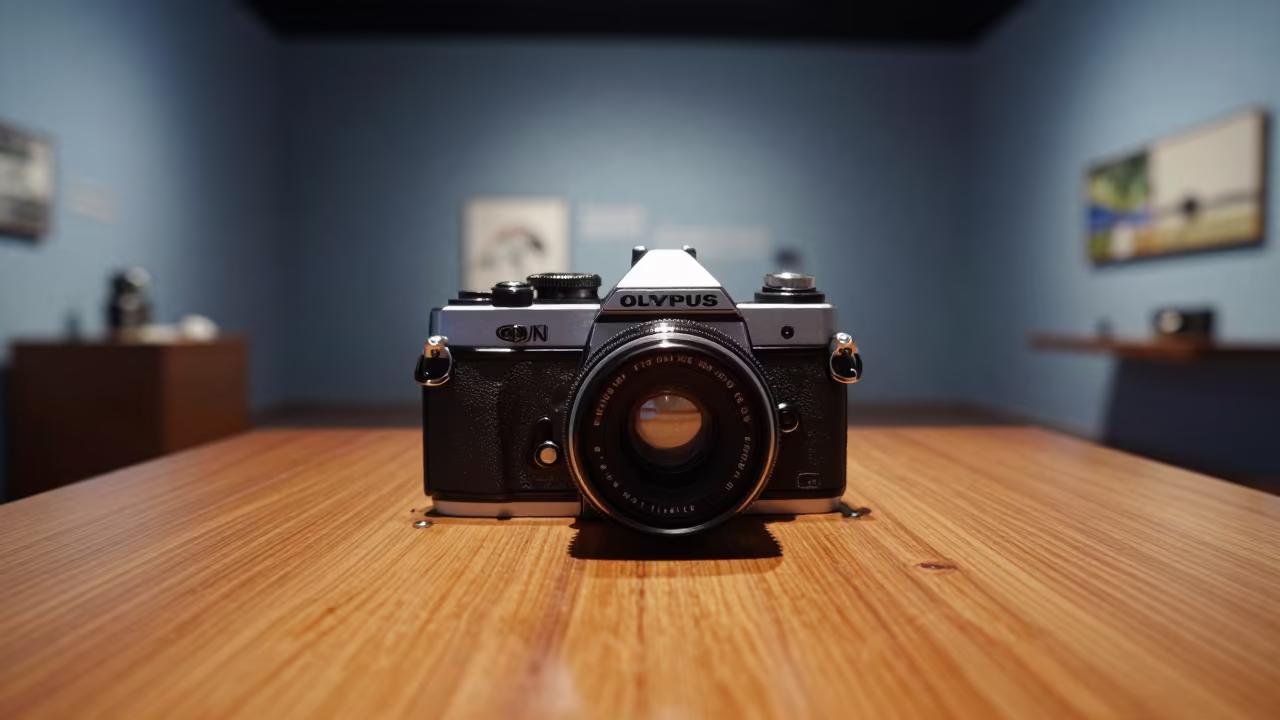 Engraved Rangefinder Camera on Chart Table in on a writing desk near Cabinda