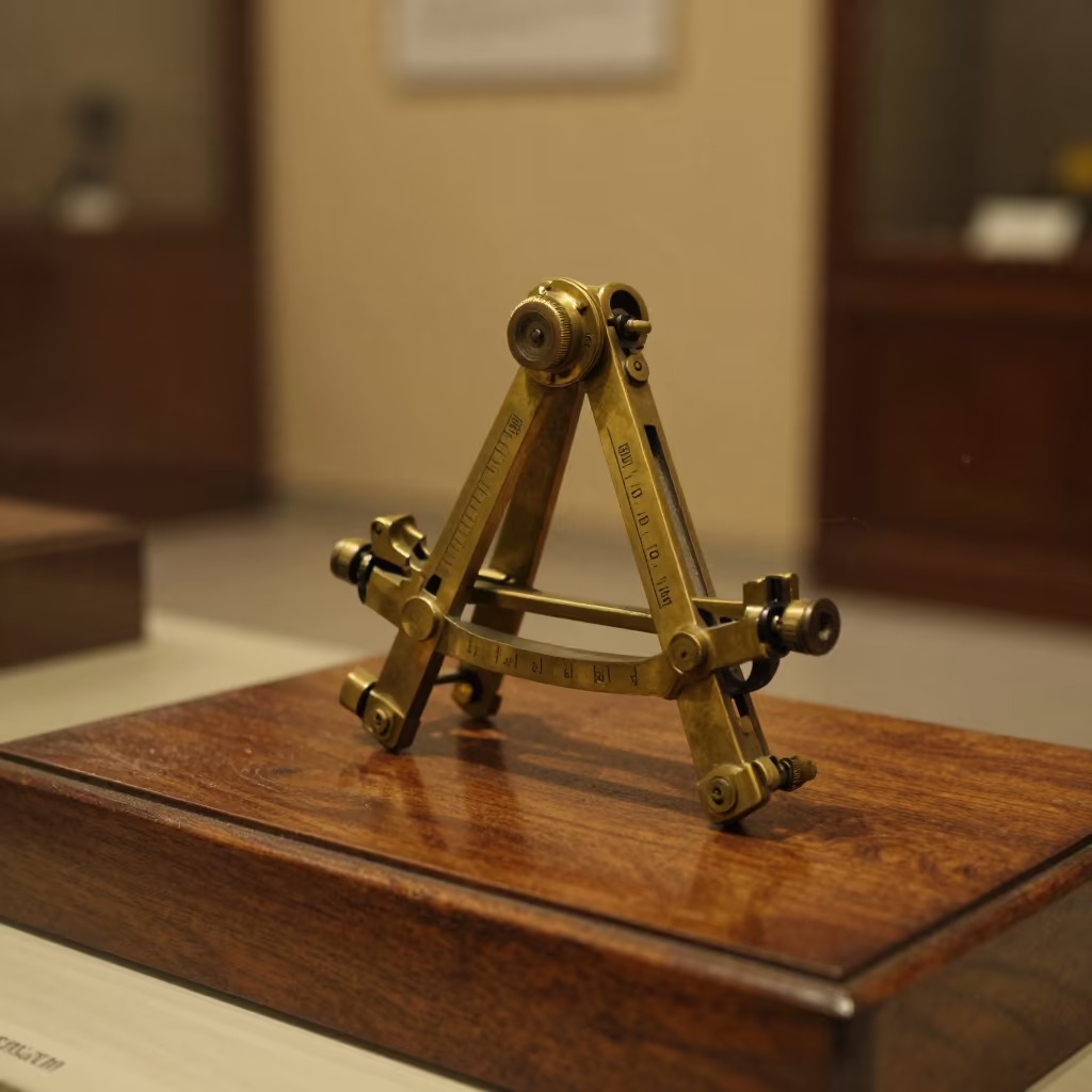 Engraved Sextant on Mogadishu Display Ledge in on a painted display ledge in Mogadishu