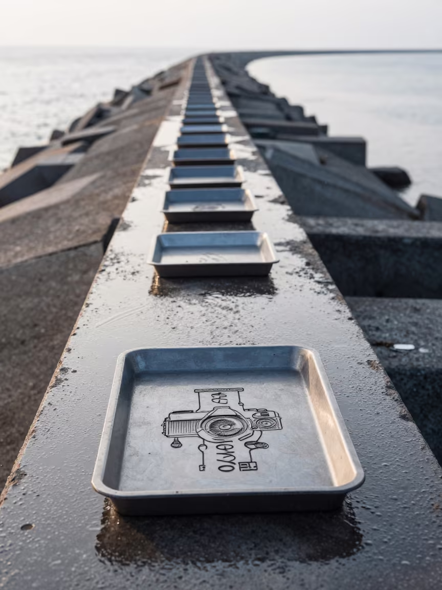 Engraving Sample Plate on Korean Causeway in on a wind-open causeway in South Korea