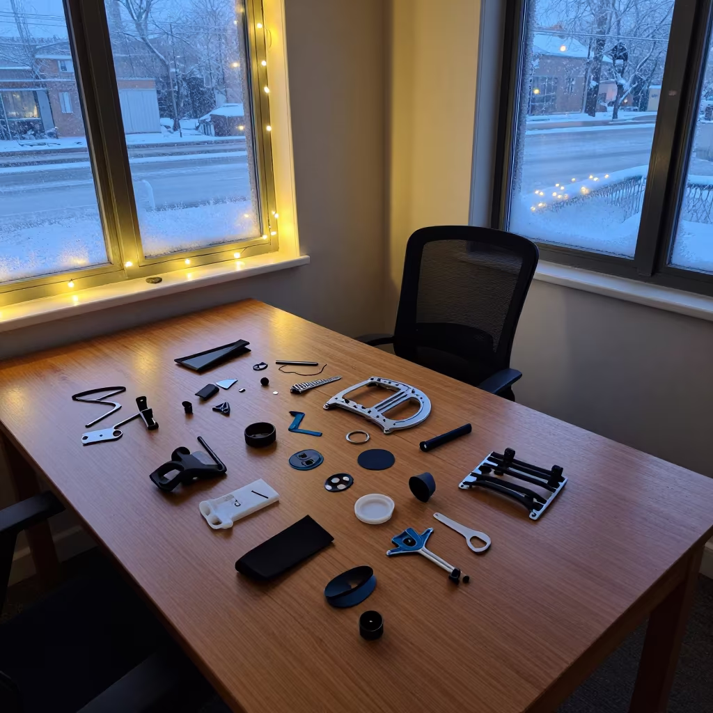 Ergonomic Chair Parts on Winter Library Table in on a dusty library table near Brampton