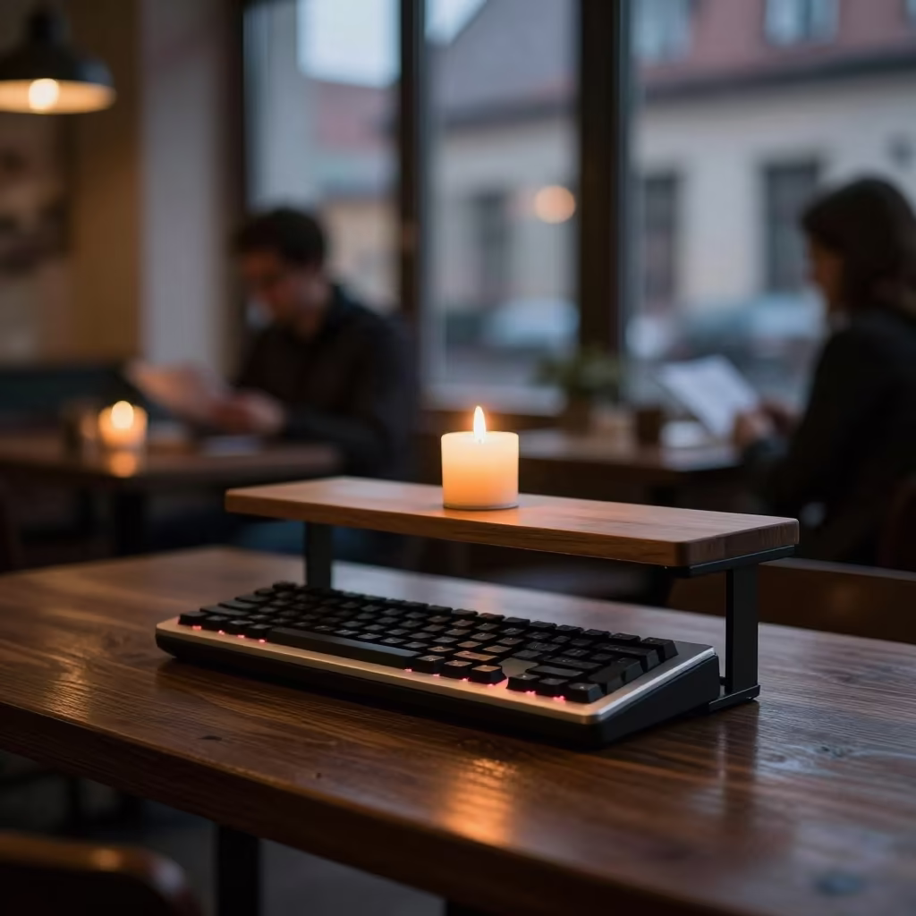 Ergonomic Keyboard on Cafe Table by Window in on a cafe table by a window in Elbląg