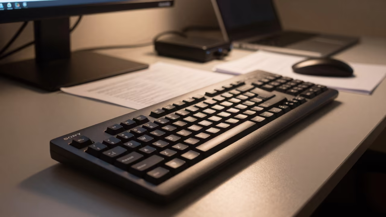 Ergonomic Keyboard Testing Table Before Dawn in on a pier railing near St Johns