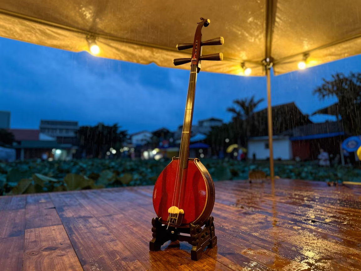 Erhu on Stand Under Circus Tent Blue Hour in under a circus tent in Ho Chi Minh City