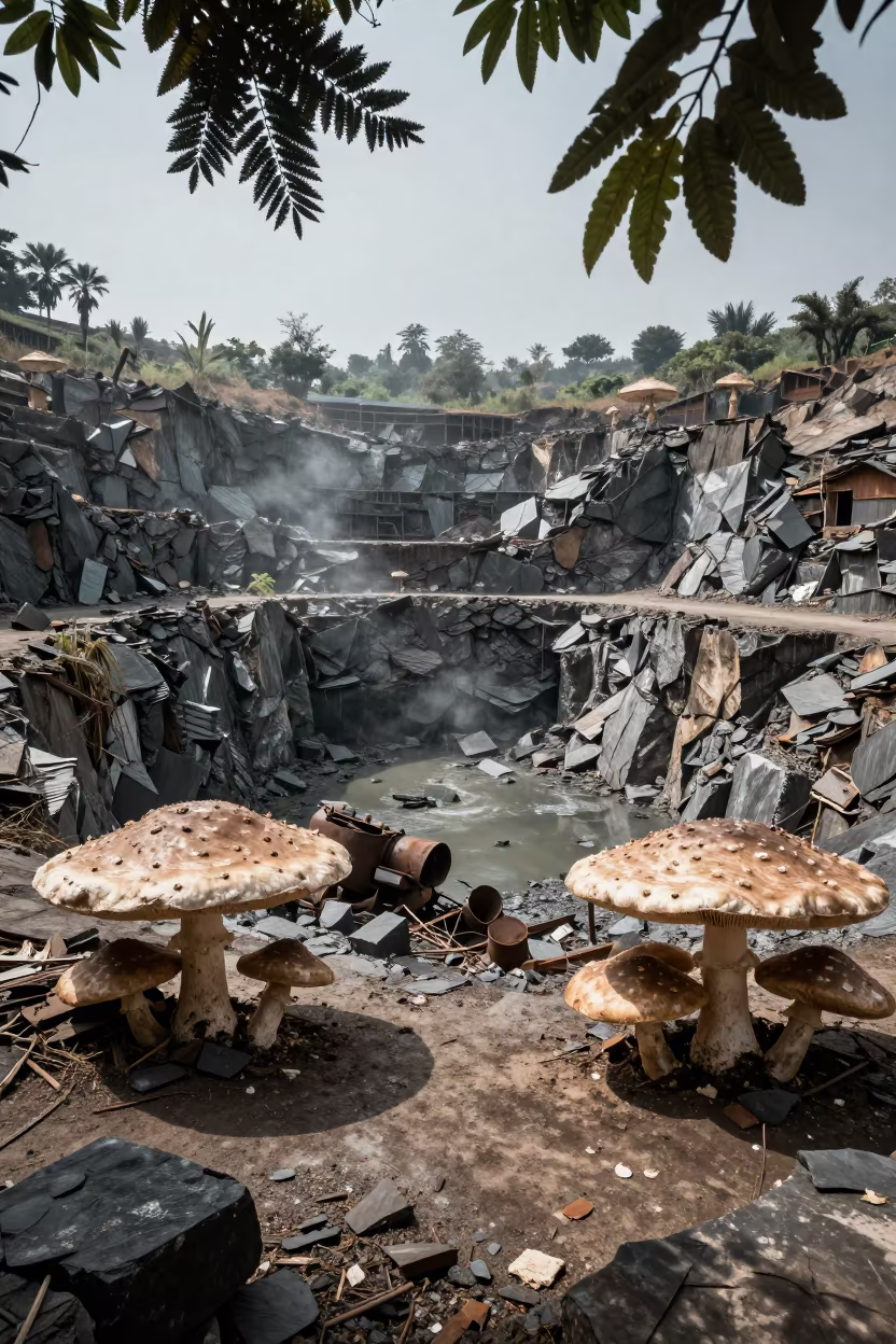 Eritrean Slate Quarry Giant Mushrooms Monsoon in in Eritrea