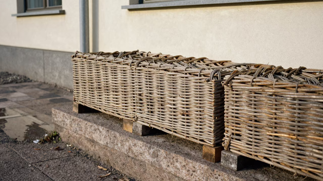 Erosion Control Wattle Pallet on Stone Ledge in on a stone ledge in Helsinki