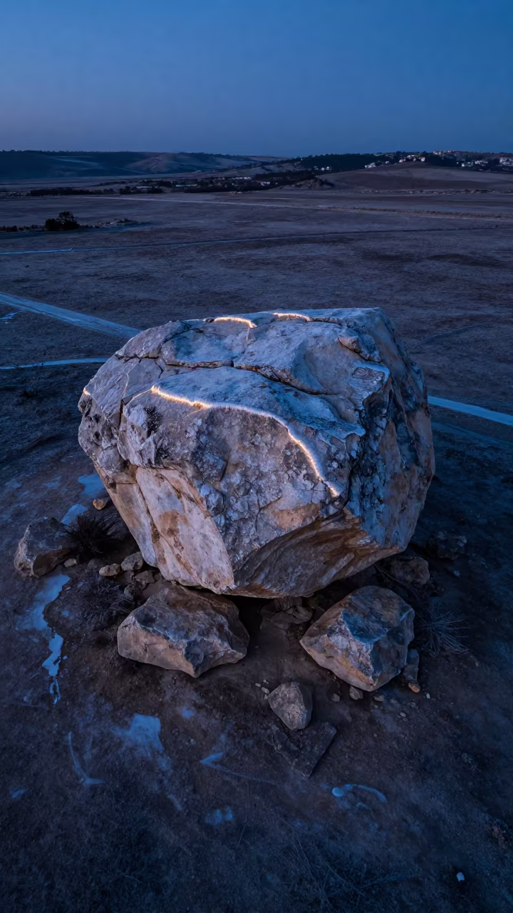 Erratic Boulder on Cyprus Glacial Plain in in Cyprus