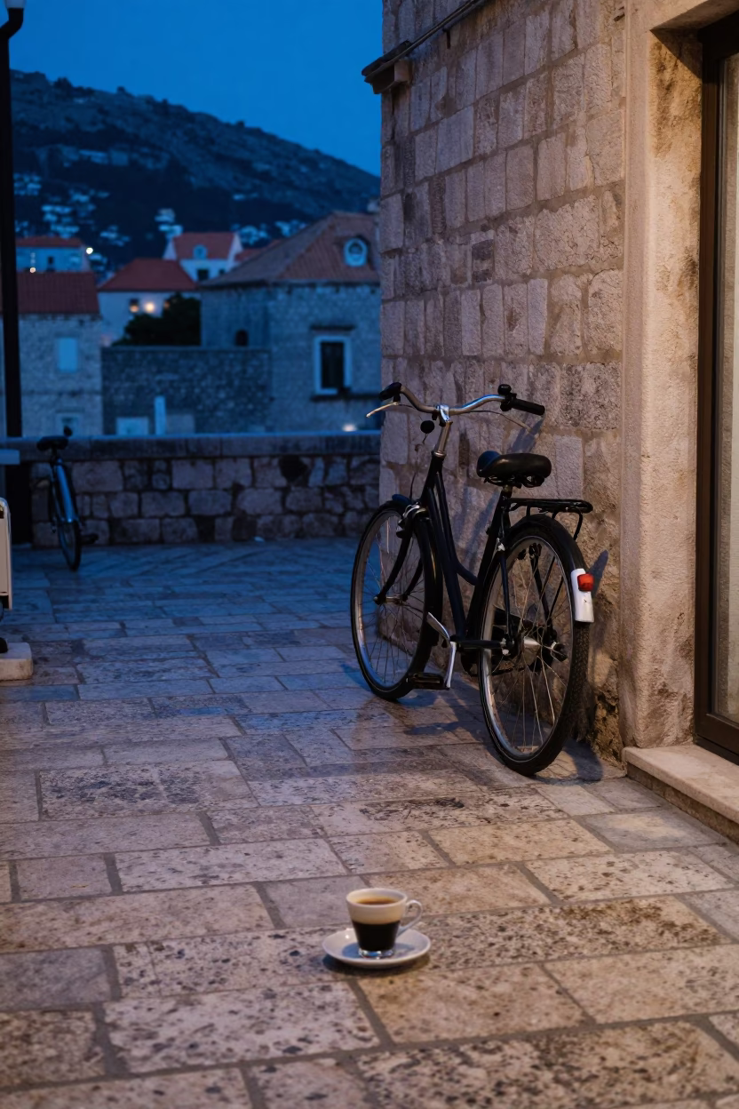 Espresso Cup in Dubrovnik at The Last Blue Light Of Evening in in Dubrovnik, Croatia