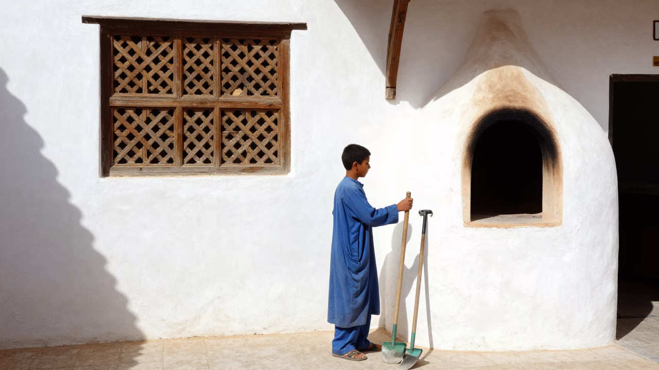 Essaouira Boy at Flat Noon Light in in Essaouira, Morocco