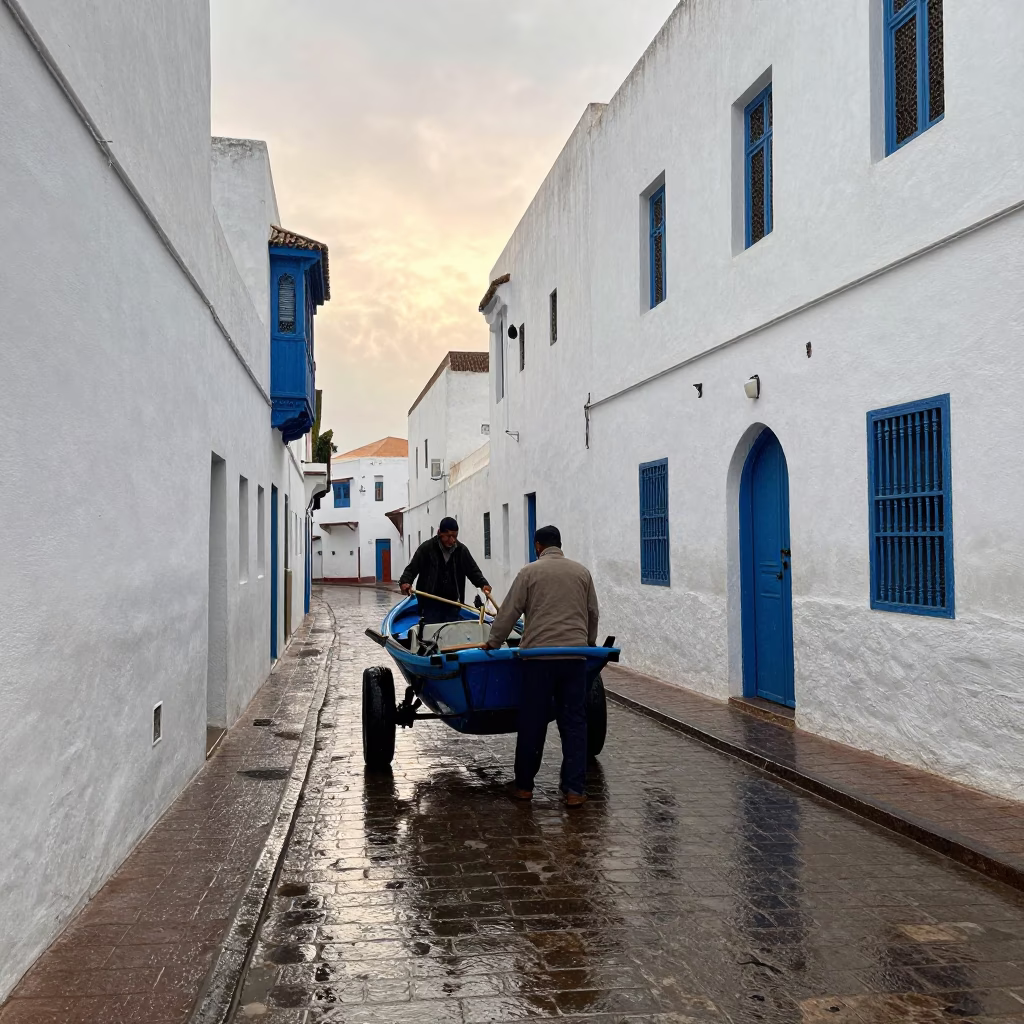 Essaouira Fisherman at First Light in in Essaouira, Morocco