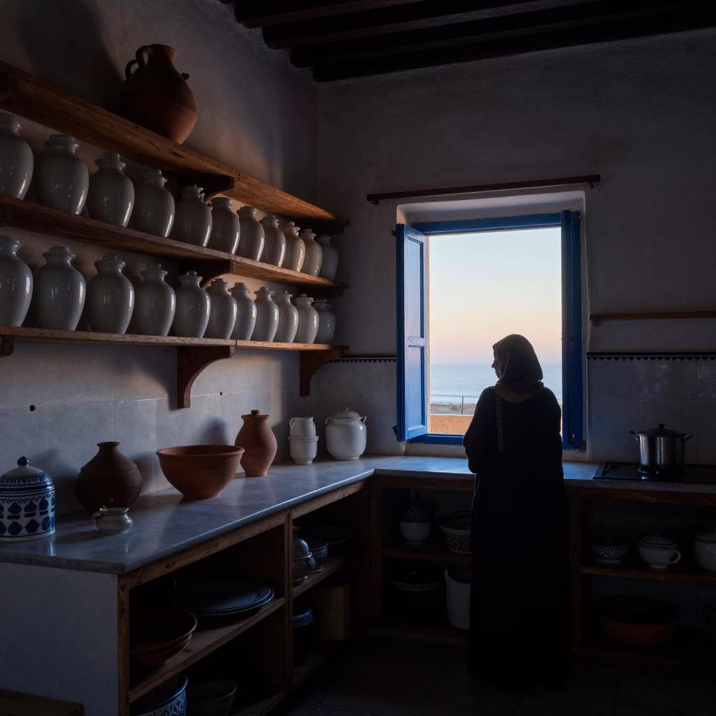 Essaouira Interior Scene at Sunrise Light in in Essaouira, Morocco