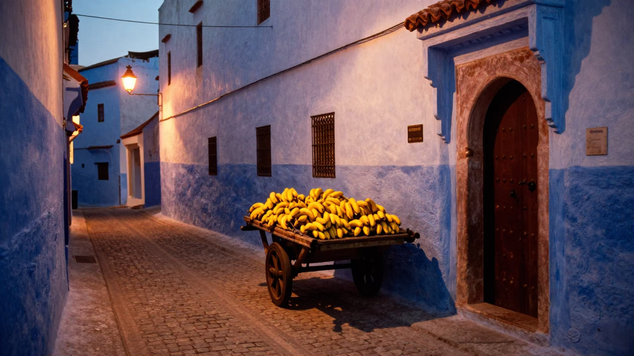 Essaouira Morocco Blue Port City Copper Dusk Light Street Scene in in Essaouira, Morocco