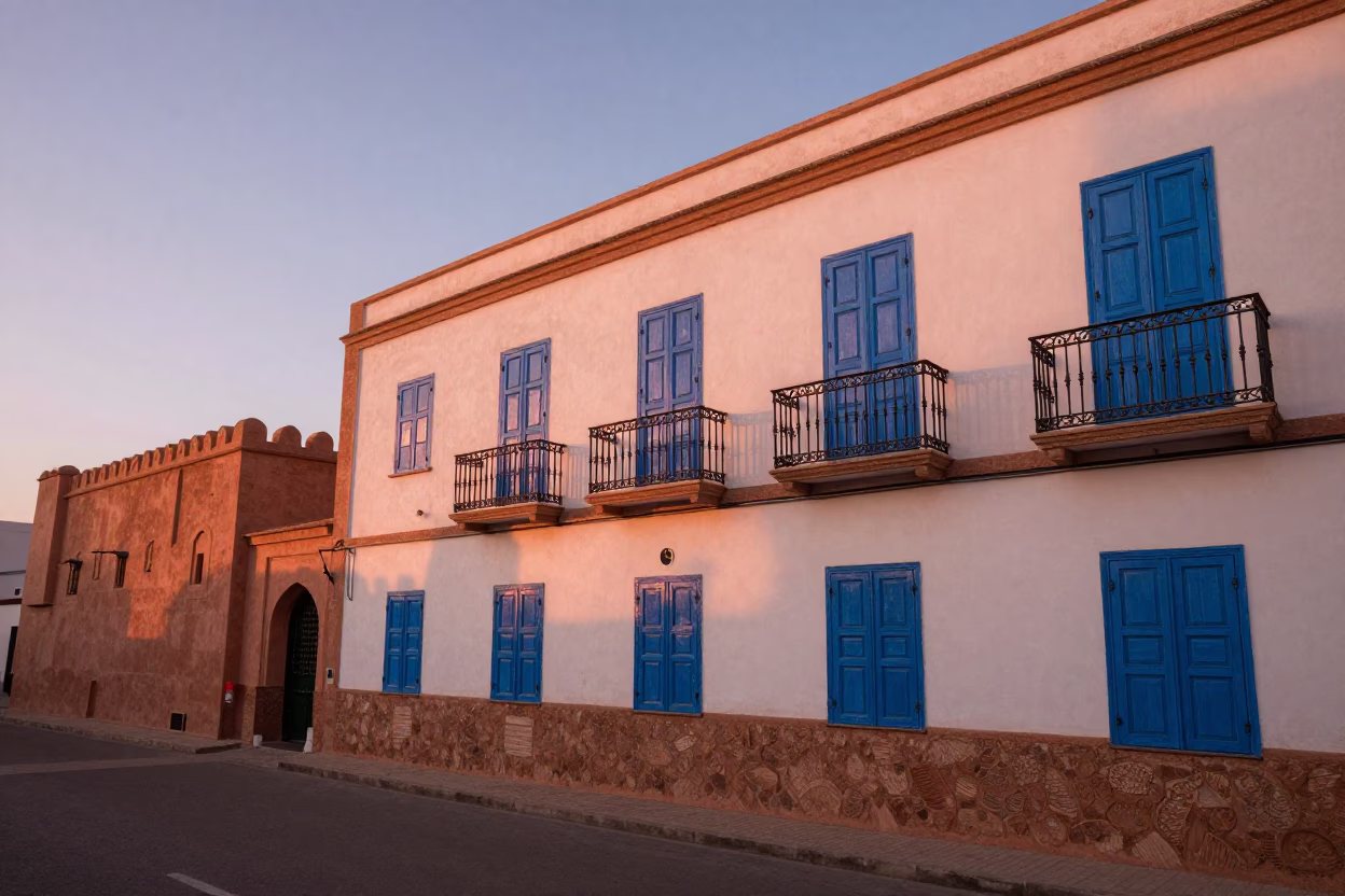 Essaouira Morocco Copper Light Before Dusk Traditional Architecture and Street Life in in Essaouira, Morocco