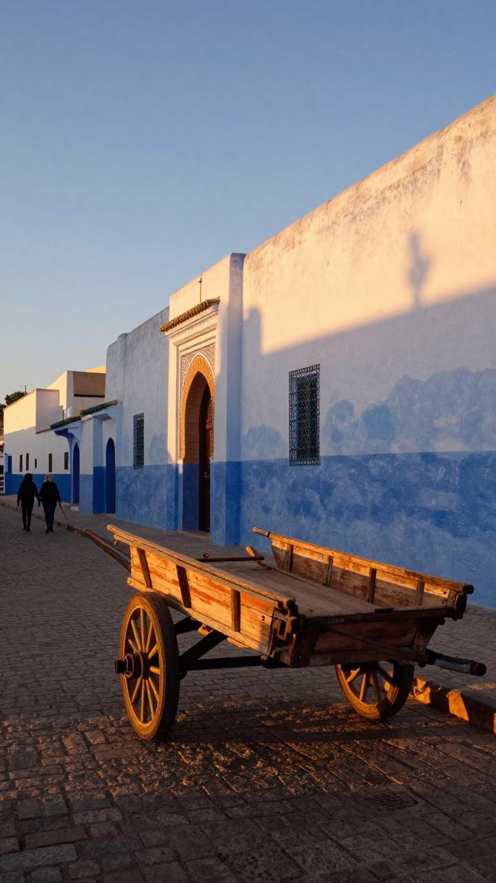 Essaouira Street Scene at Golden Hour in in Essaouira, Morocco