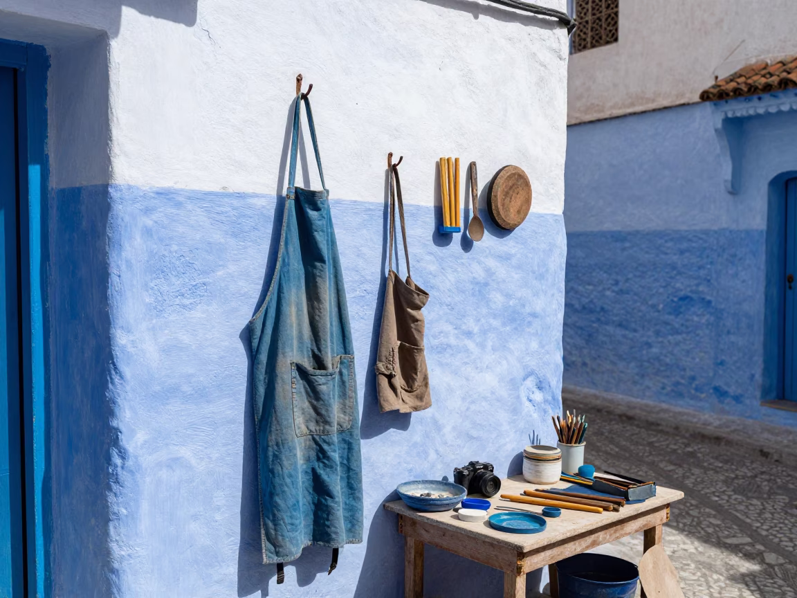 Essaouira Tools at Flat Noon Light in in Essaouira, Morocco