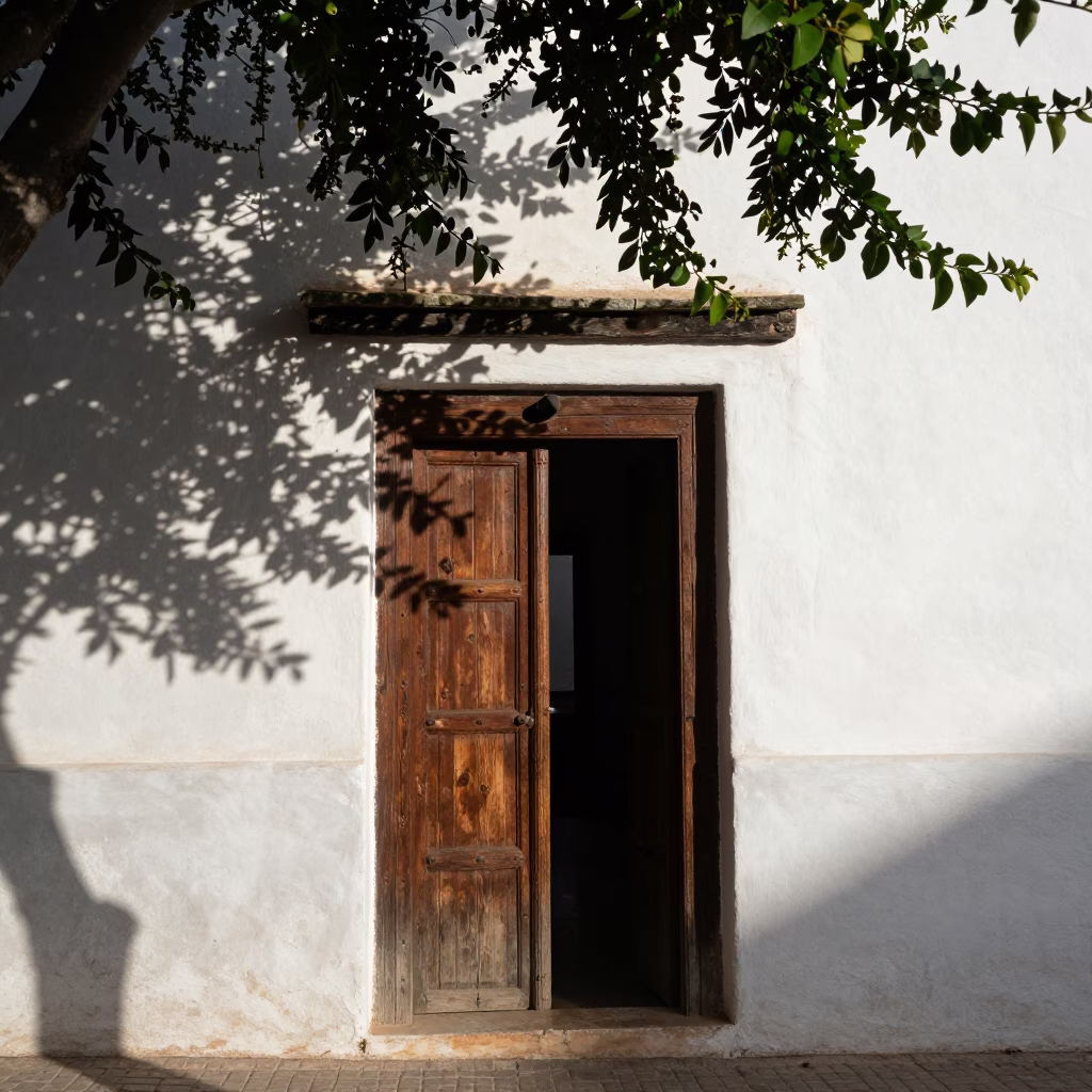 Essaouira Wooden Doorframe at The Late Morning Light in in Essaouira, Morocco