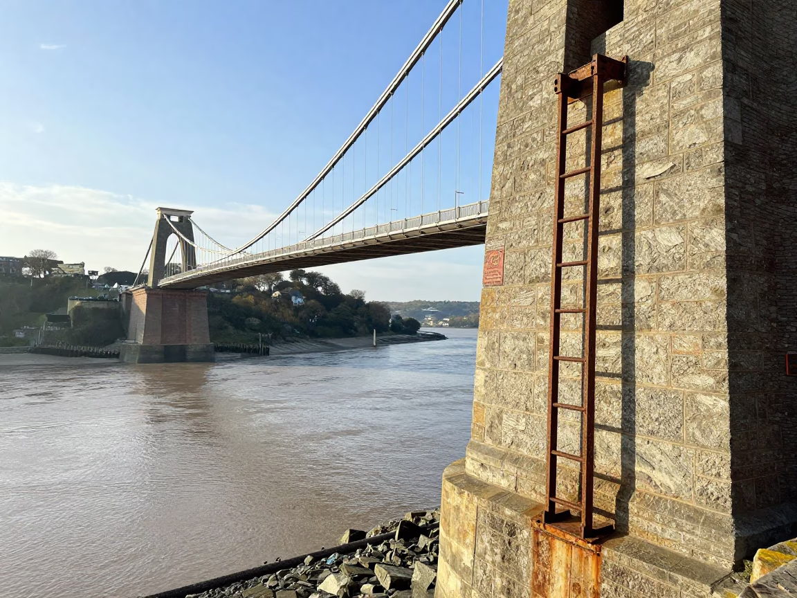 Estuary Water in Bristol at Bright Midmorning Light in in Bristol, United Kingdom