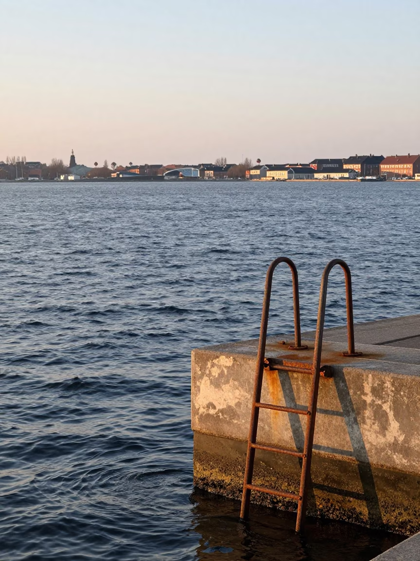 Estuary Water in Copenhagen at First Light Of Dawn in in Copenhagen, Denmark