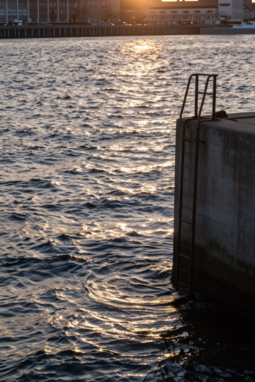 Estuary Water in Copenhagen at Sunset Light in in Copenhagen, Denmark